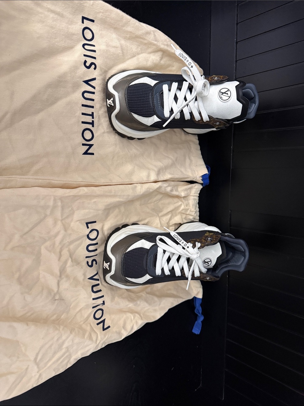 Louis Vuitton Black White Brown Run Away Dad-Style Sneakers